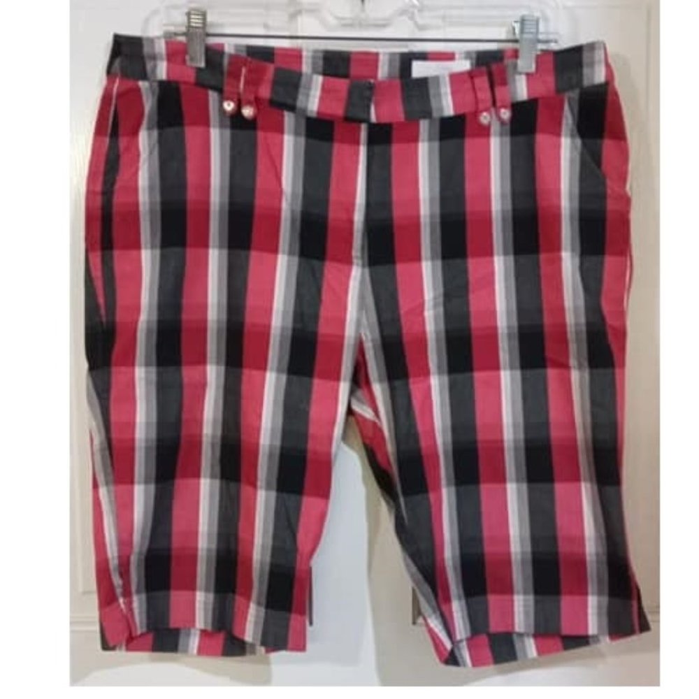 Callaway Men's Black Red Plaid Shorts Size 12
